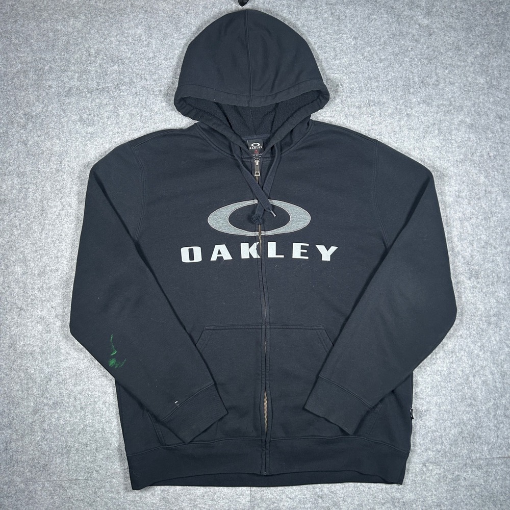 Oakley Zip Up Hoodie Mens XL Black Big Logo Y2K Gorpcore Skate Streetwear